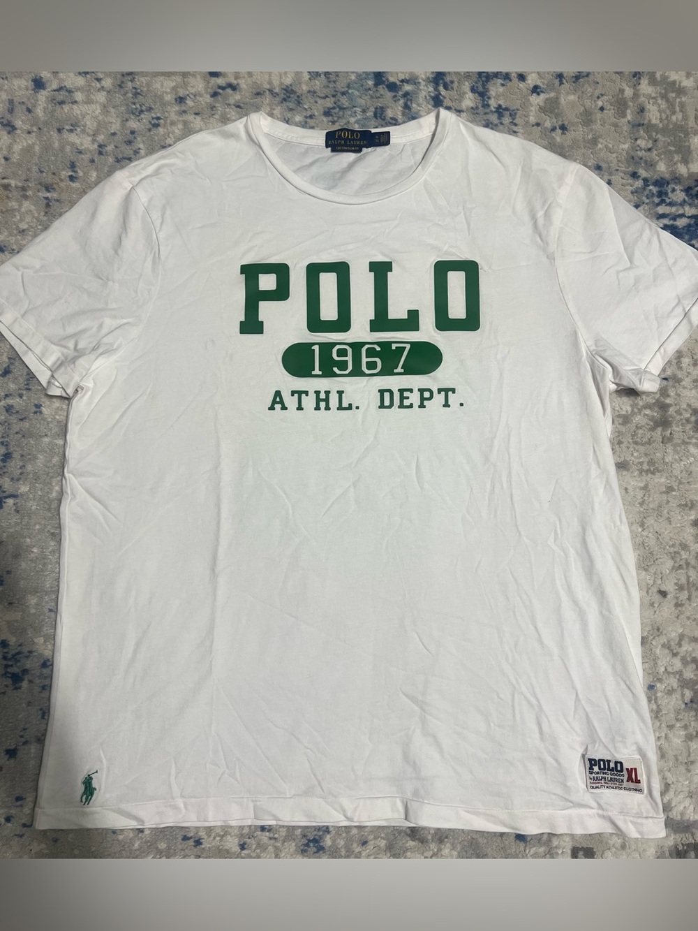 Ralph Lauren White Long Sleeve Tee with Green 'POLO 1967' Graphic